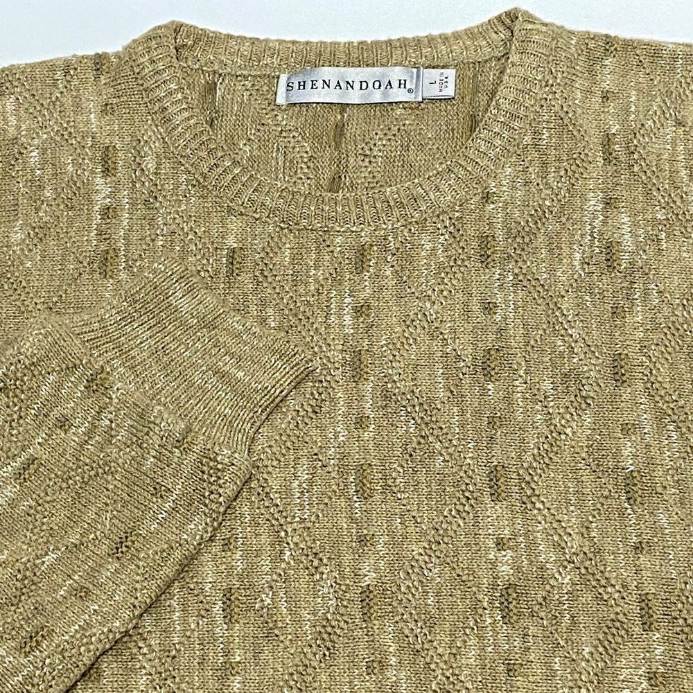 Shenandoah Vintage Sweater Mens L, Brown Textured Diamond Knit Cosby 90s Grandpa